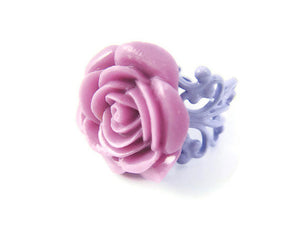 Purple Rose Ring Adjustable Flower Jewelry