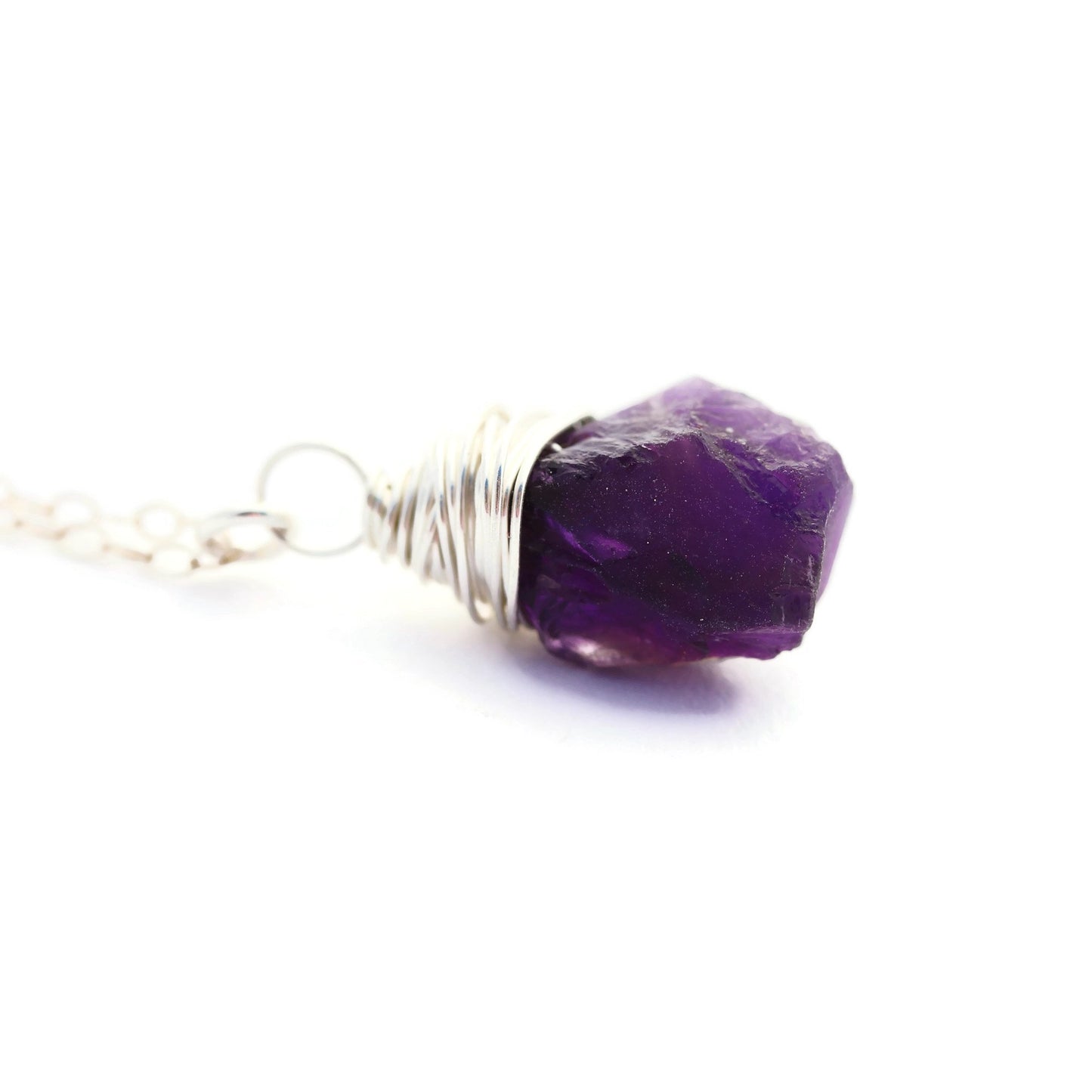 Raw Purple Amethyst Necklace Sterling Silver Chain - Sienna Grace Jewelry | Pretty Little Handcrafted Sparkles