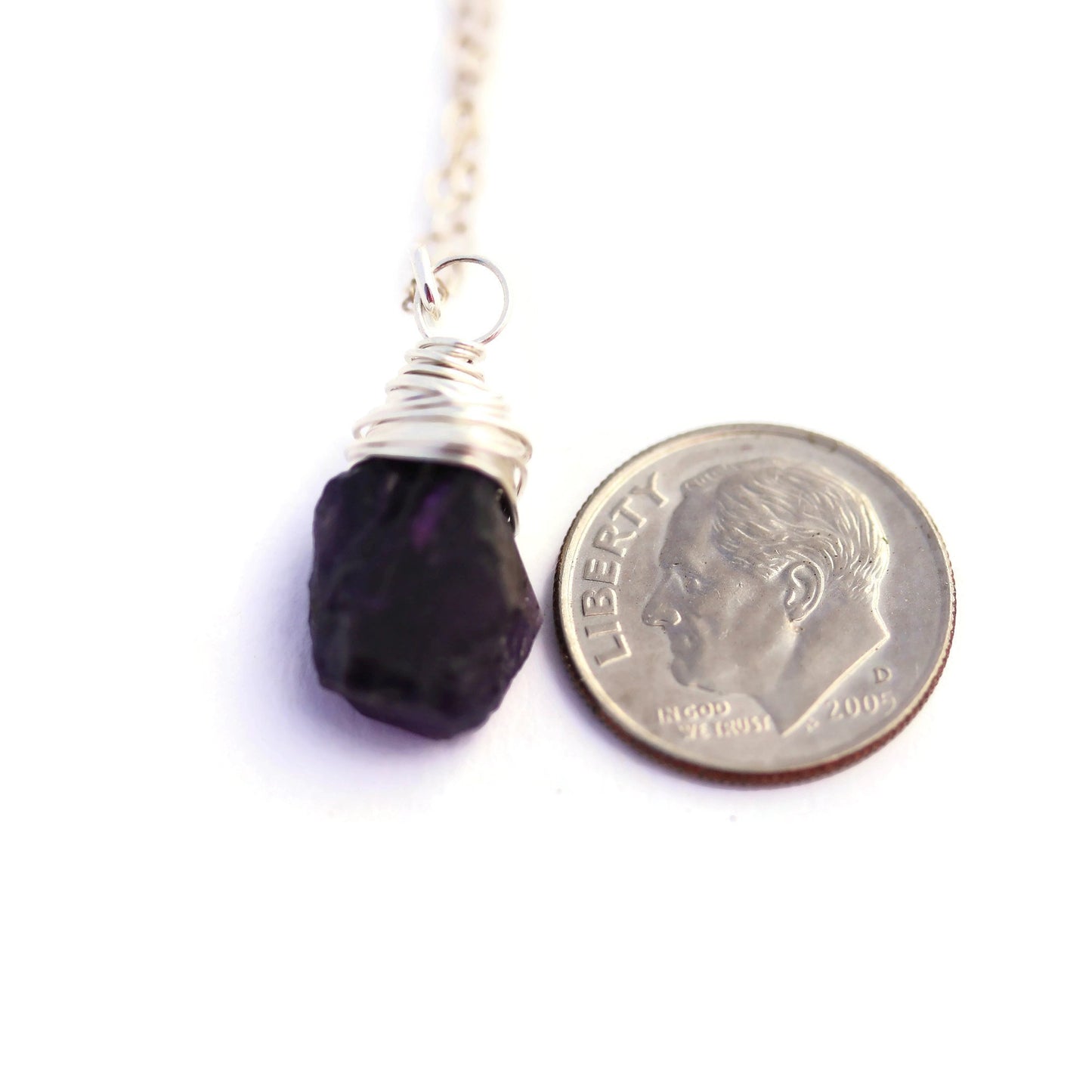 Raw Purple Amethyst Necklace Sterling Silver Chain - Sienna Grace Jewelry | Pretty Little Handcrafted Sparkles