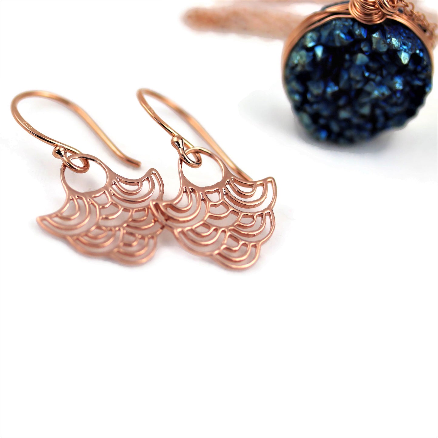Rose Gold Cloud Dangle Earrings Billow - Sienna Grace Jewelry
