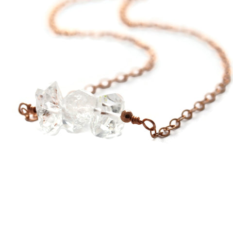 Herkimer Diamond Rose Gold Filled Layering Necklace - Sienna Grace Jewelry | Pretty Little Handcrafted Sparkles