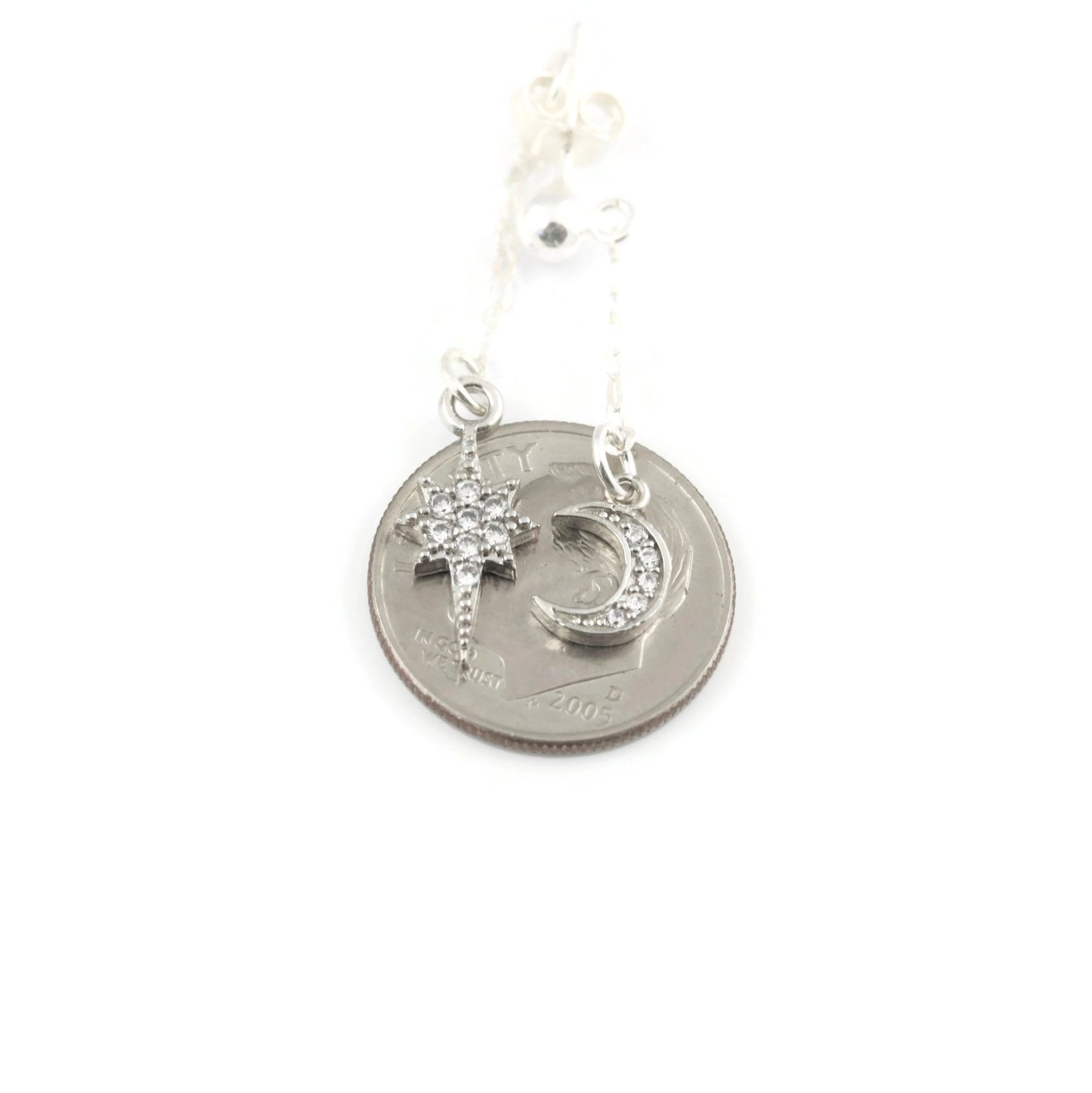 Front Back Moon and Star Pave' Earrings - Sienna Grace Jewelry