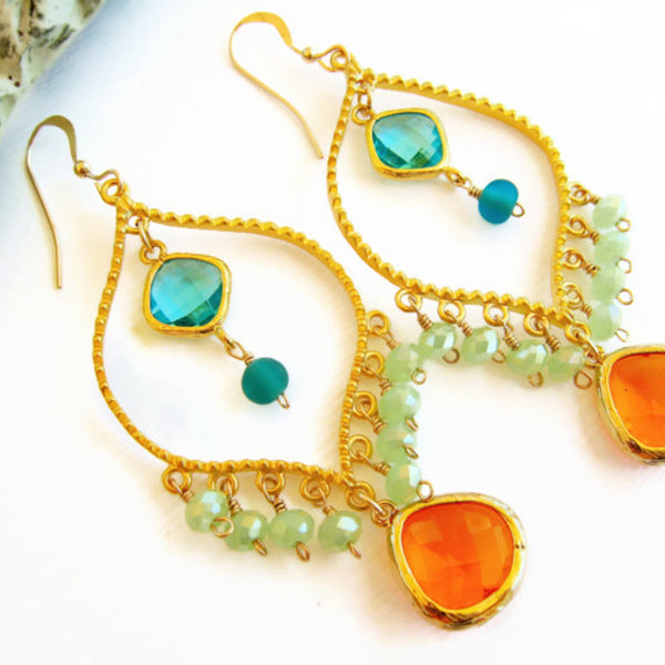 Bollywood Chandelier Earrings Gypsy Bohemian Style Statement Earring - Sienna Grace Jewelry | Pretty Little Handcrafted Sparkles