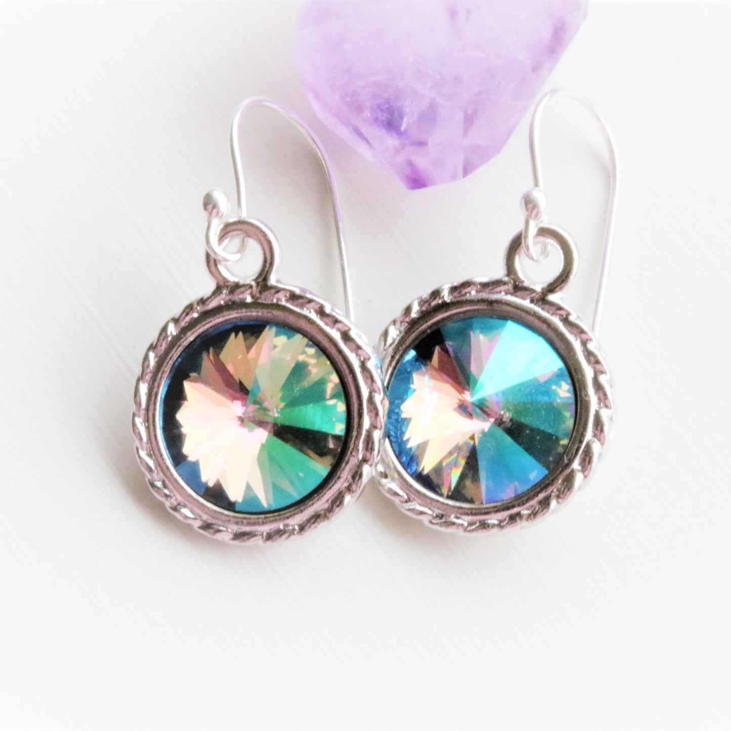 Swarovski Crystal Silver Earrings Unicorn Colors Dangle Drop Earrings - Sienna Grace Jewelry | Pretty Little Handcrafted Sparkles