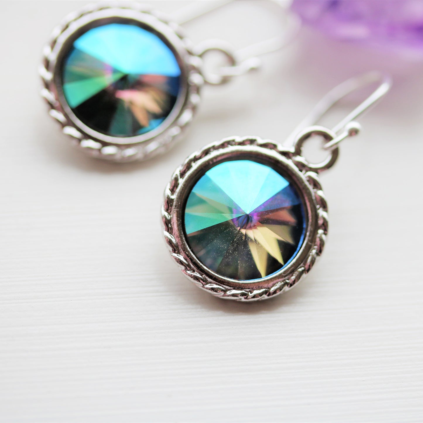 Swarovski Crystal Silver Earrings Unicorn Colors Dangle Drop Earrings - Sienna Grace Jewelry | Pretty Little Handcrafted Sparkles