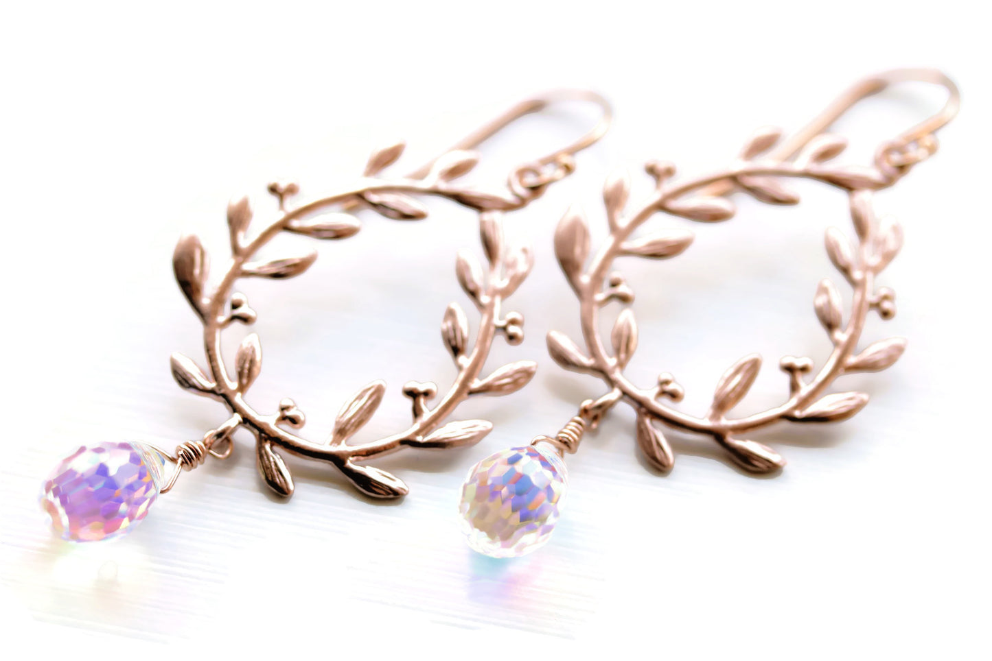 Rose Gold Laurel Leaf Earrings - Sienna Grace Jewelry | Pretty Little Handcrafted Sparkles