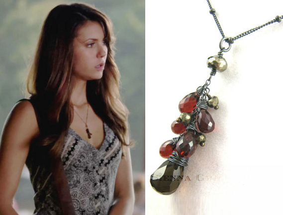 As Seen On The Vampire Diaries Elenas Smoky Quartz Red Garnet Necklace