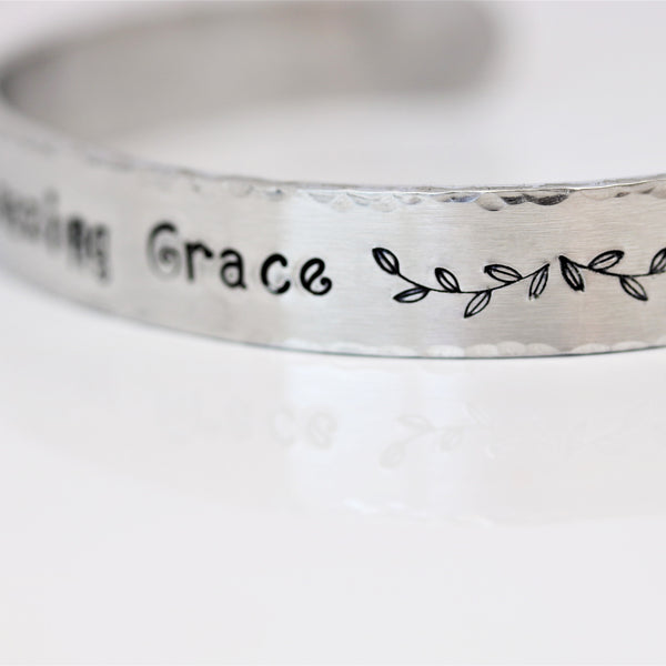 Amazing Grace Hand Stamped Bracelet Adjustable Aluminum - Sienna Grace Jewelry | Pretty Little Handcrafted Sparkles