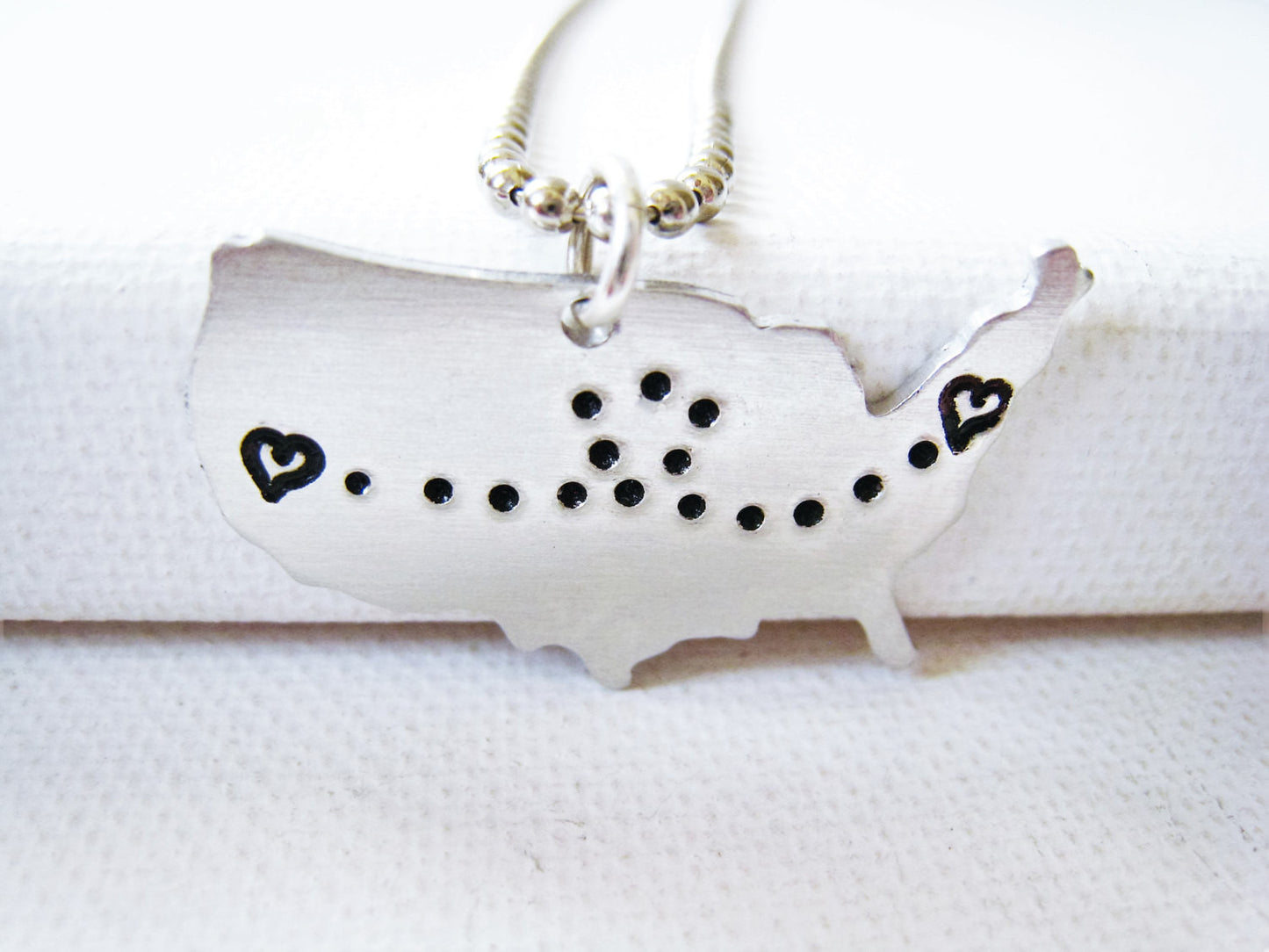 Long Distance Love Heart To Heart Map Necklace Couples Gift - Sienna Grace Jewelry | Pretty Little Handcrafted Sparkles
