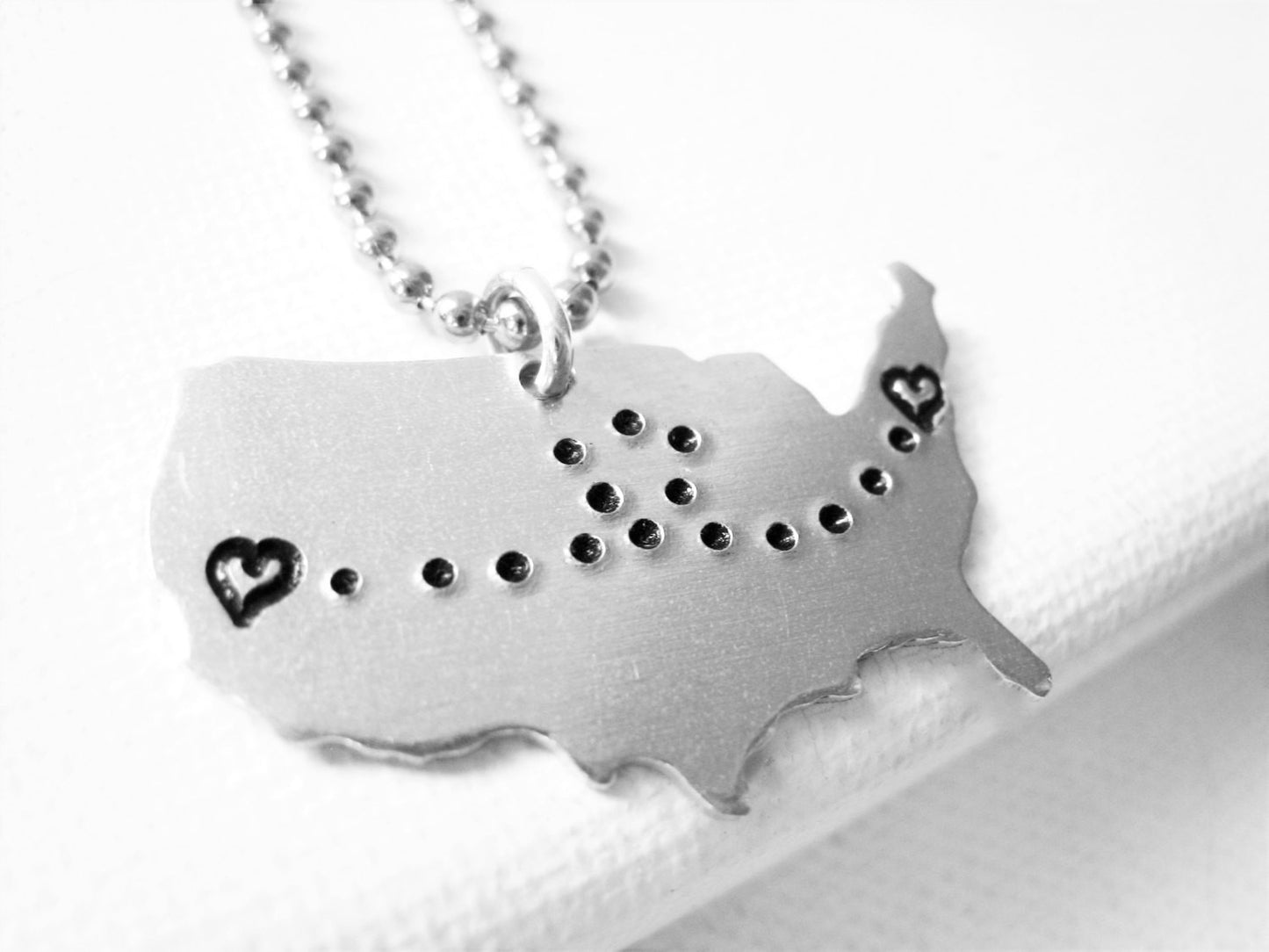 Long Distance Love Heart To Heart Map Necklace Couples Gift - Sienna Grace Jewelry | Pretty Little Handcrafted Sparkles