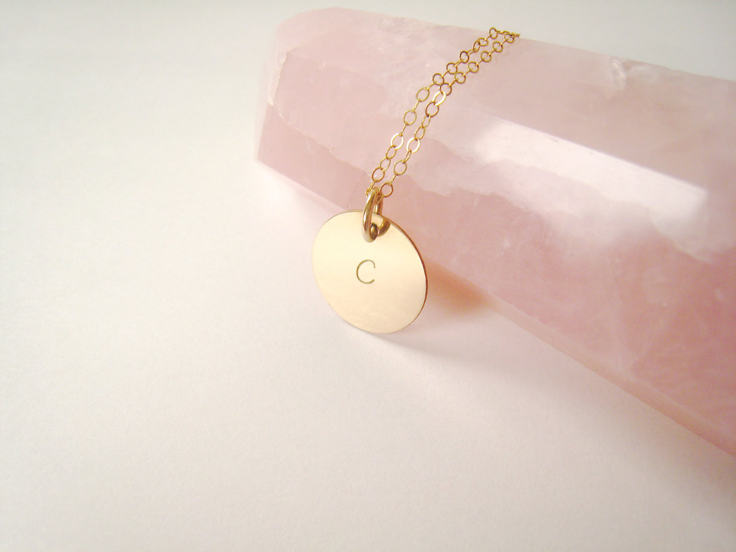 Gold Initial Hand Stamped Personalized Pendant Necklace - Sienna Grace Jewelry | Pretty Little Handcrafted Sparkles