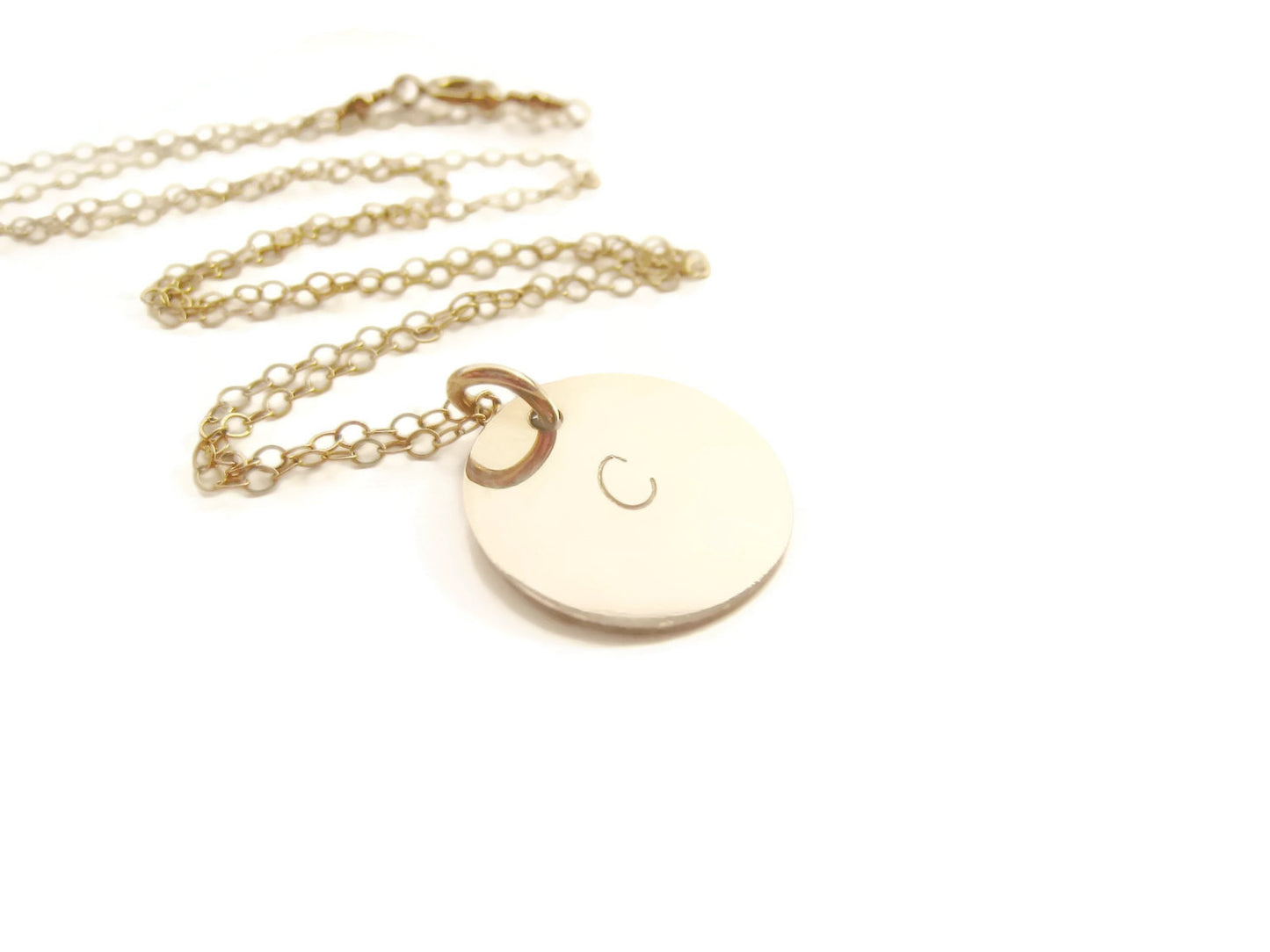Gold Initial Hand Stamped Personalized Pendant Necklace - Sienna Grace Jewelry | Pretty Little Handcrafted Sparkles