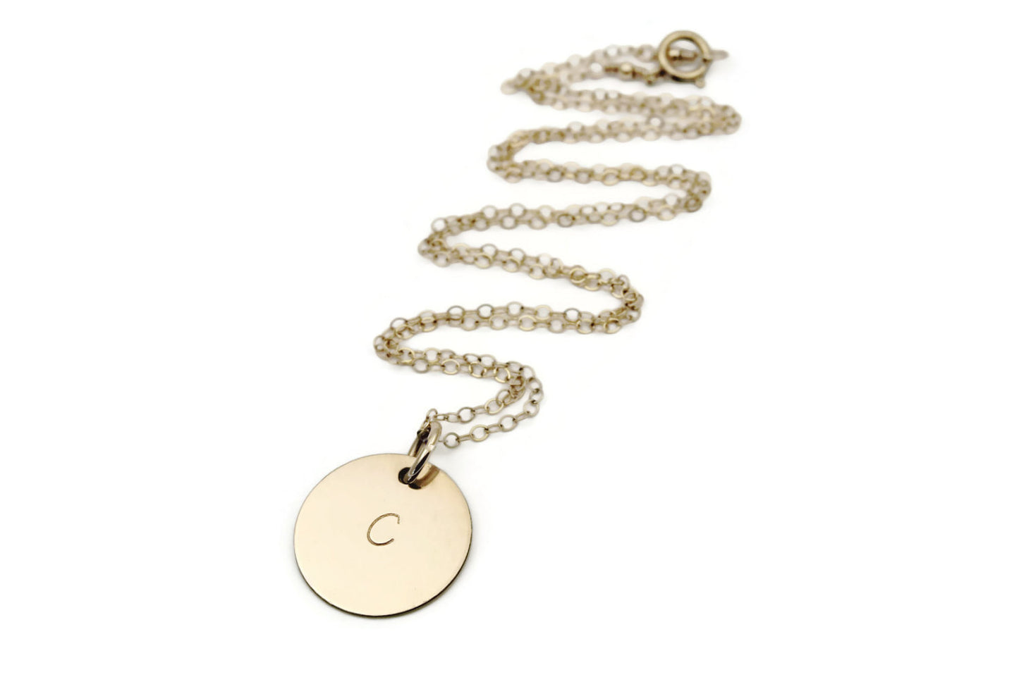 Gold Initial Hand Stamped Personalized Pendant Necklace - Sienna Grace Jewelry | Pretty Little Handcrafted Sparkles