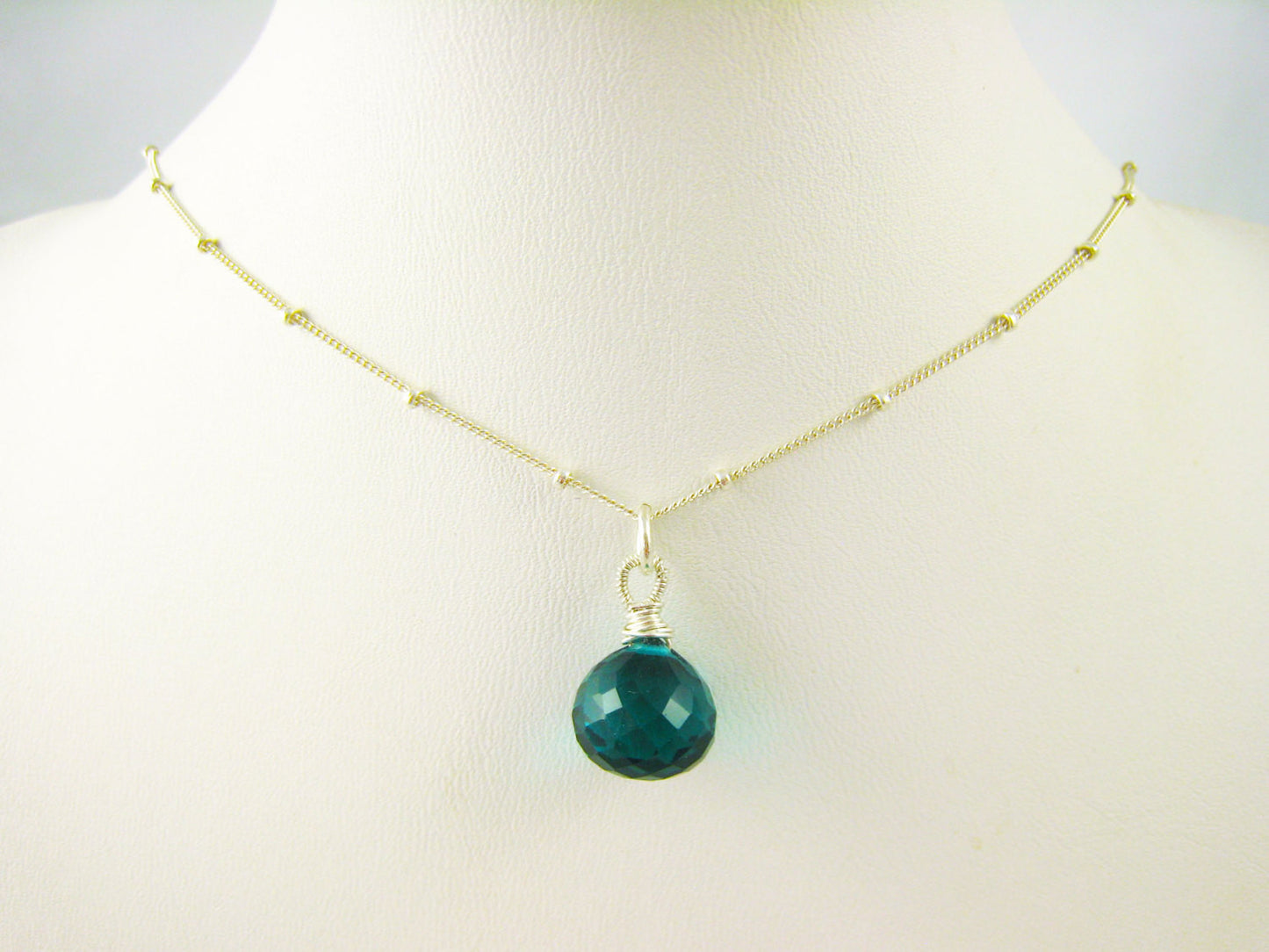 Teal Blue Crystal Quartz Necklace - Sienna Grace Jewelry - Pretty Little Handcrafted Sparkles
