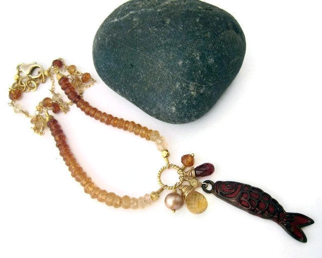 Koi Fish Charm Pendant Necklace - Sienna Grace Jewelry | Pretty Little Handcrafted Sparkles