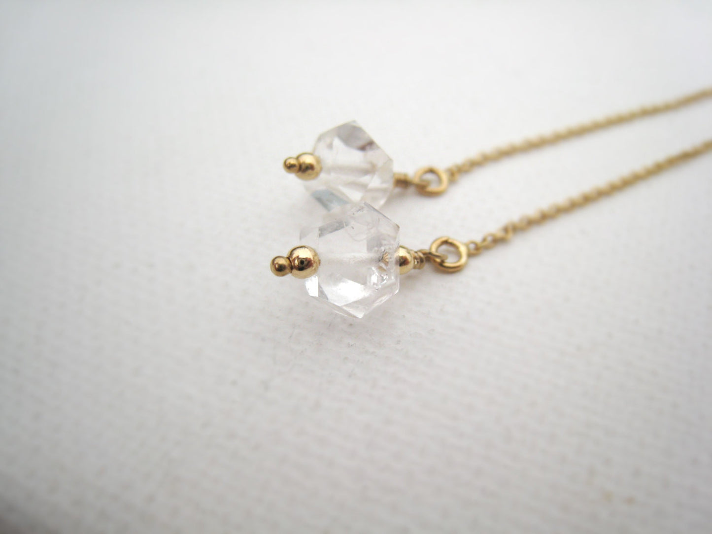 Herkimer Diamond Threader Earrings - Sienna Grace Jewelry | Pretty Little Handcrafted Sparkles
