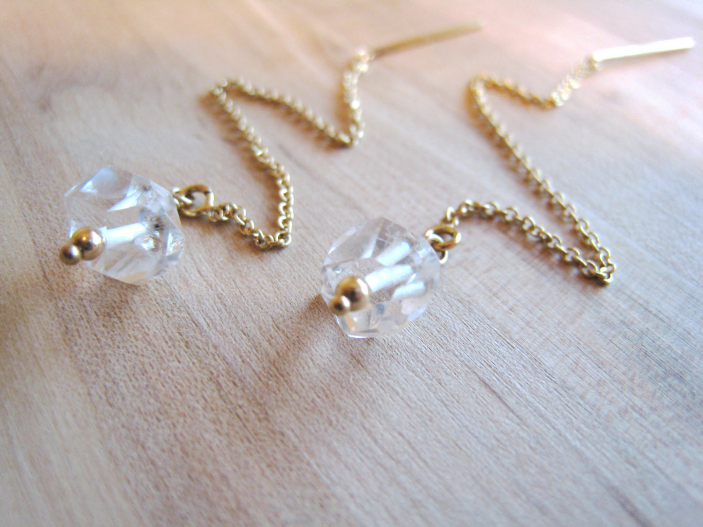 Herkimer Diamond Threader Earrings - Sienna Grace Jewelry | Pretty Little Handcrafted Sparkles