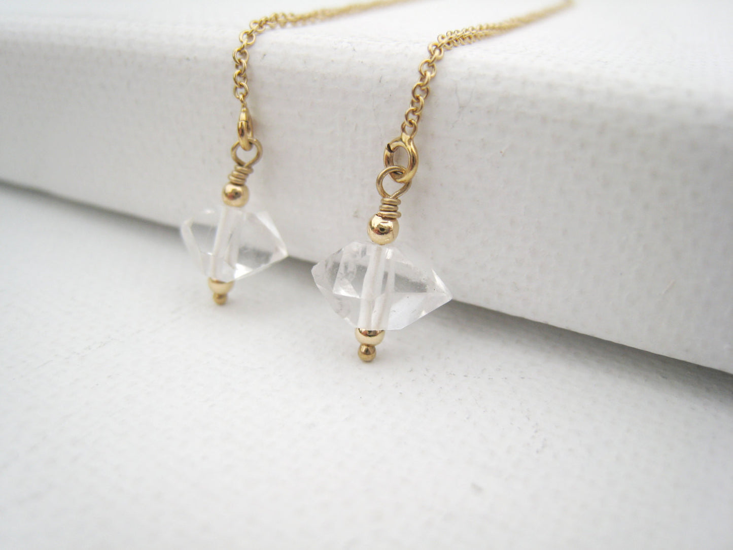 Herkimer Diamond Threader Earrings - Sienna Grace Jewelry | Pretty Little Handcrafted Sparkles