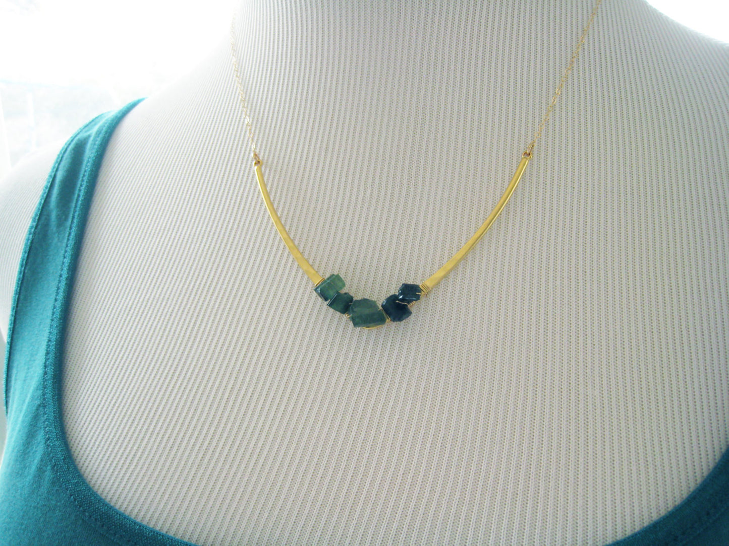 Organic Nugget Necklace Raw Petrol Tourmaline - Sienna Grace Jewelry | Pretty Little Handcrafted Sparkles
