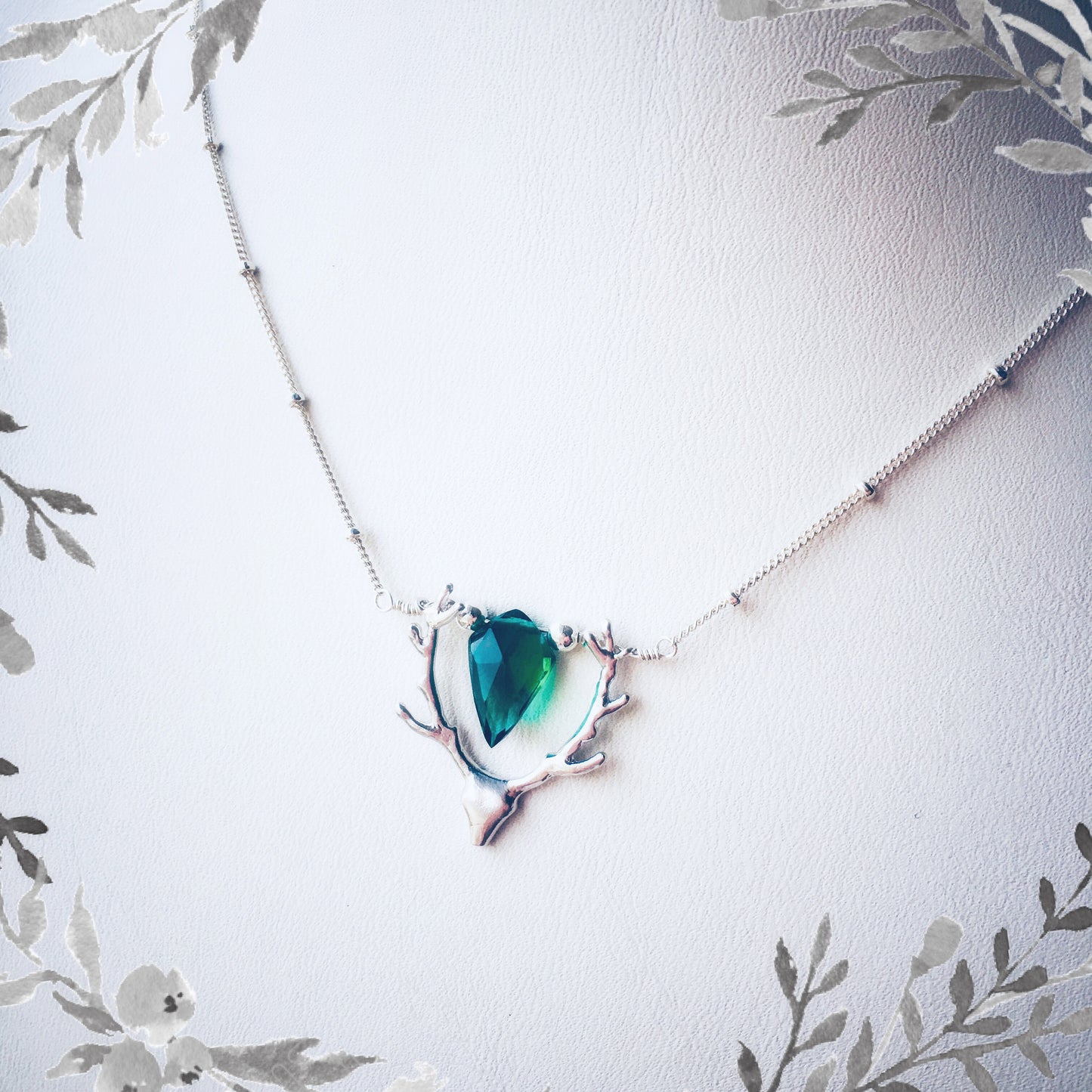 Holiday Deer Necklace with Green Quartz Stocking Stuffer - Sienna Grace Jewelry | Pretty Little Handcrafted Sparkles