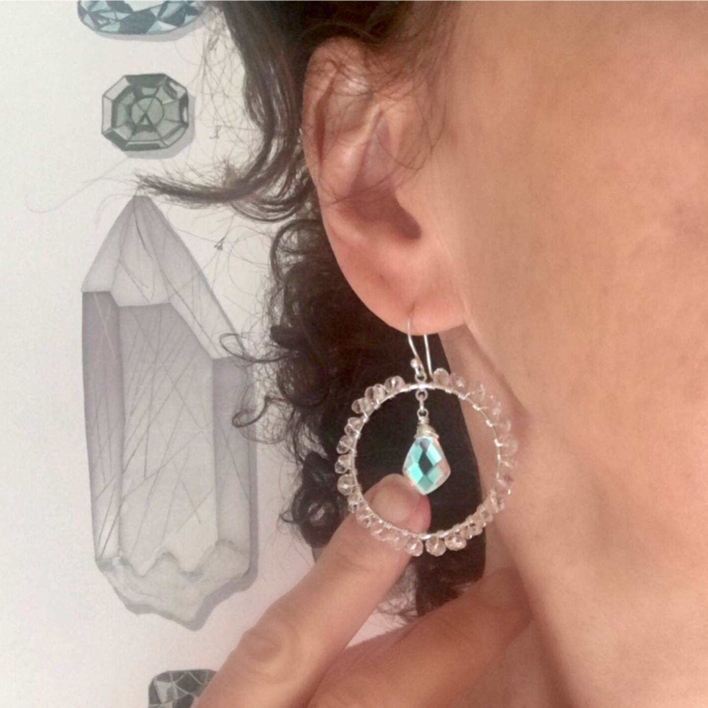 Rainbow Mystic Quartz and Amethyst Wire Wrapped Earrings - Sienna Grace Jewelry