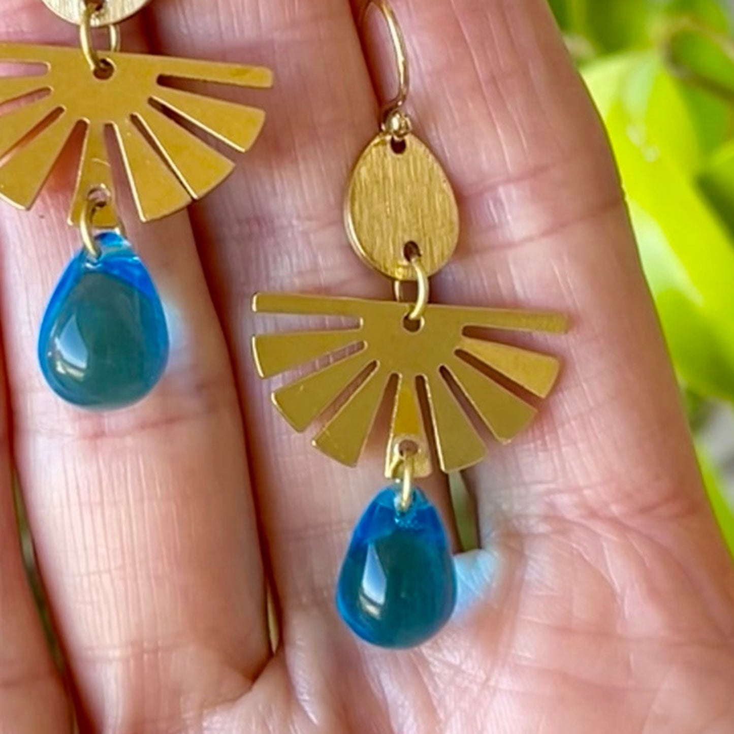 As Seen On Home Economics Brass and Glass Drop Earrings - Sienna Grace Jewelry