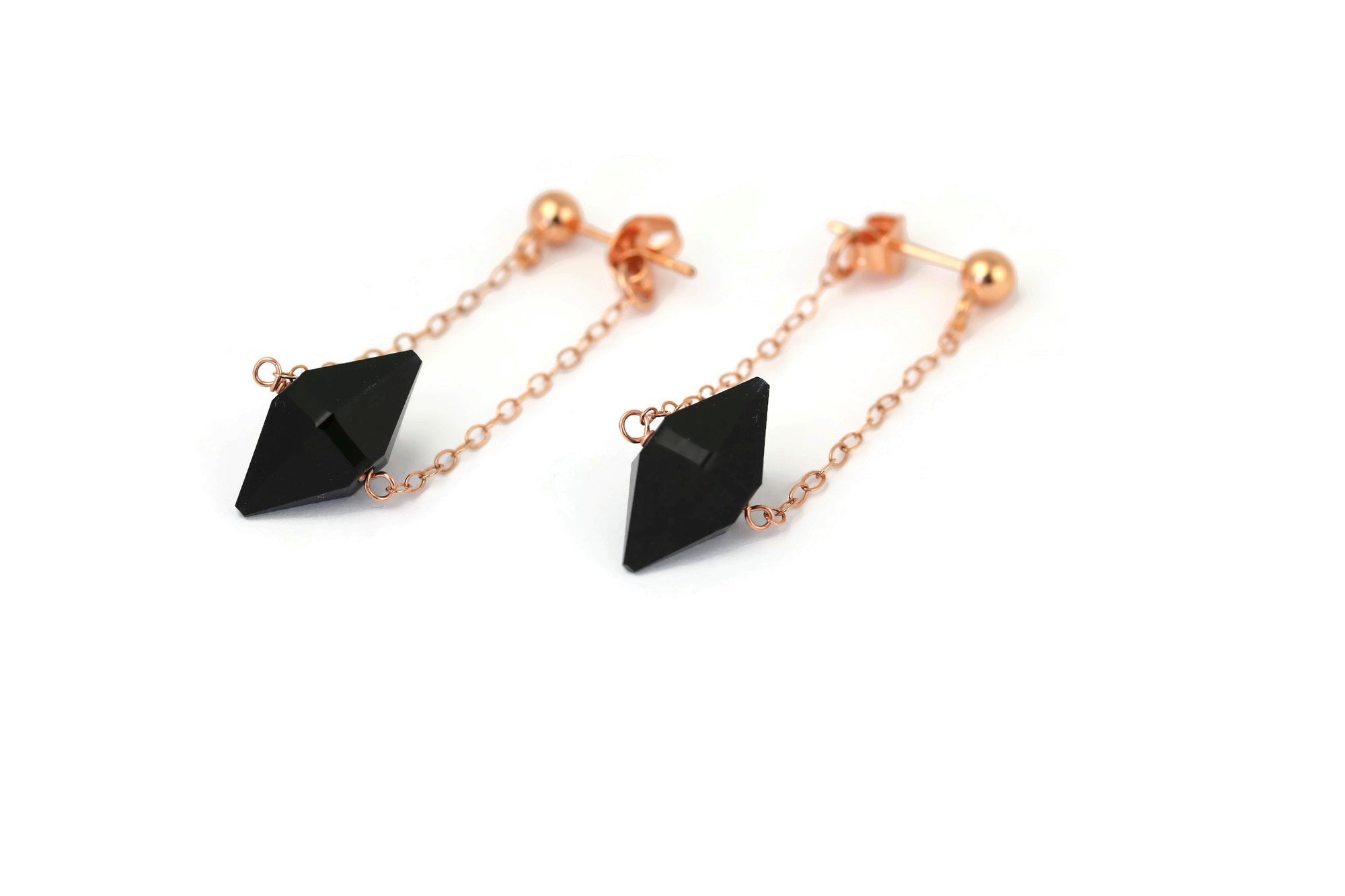Minimalist Black Crystal Spike Earrings - Sienna Grace Jewelry