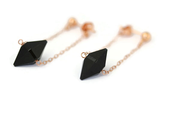 Minimalist Black Crystal Spike Earrings - Sienna Grace Jewelry
