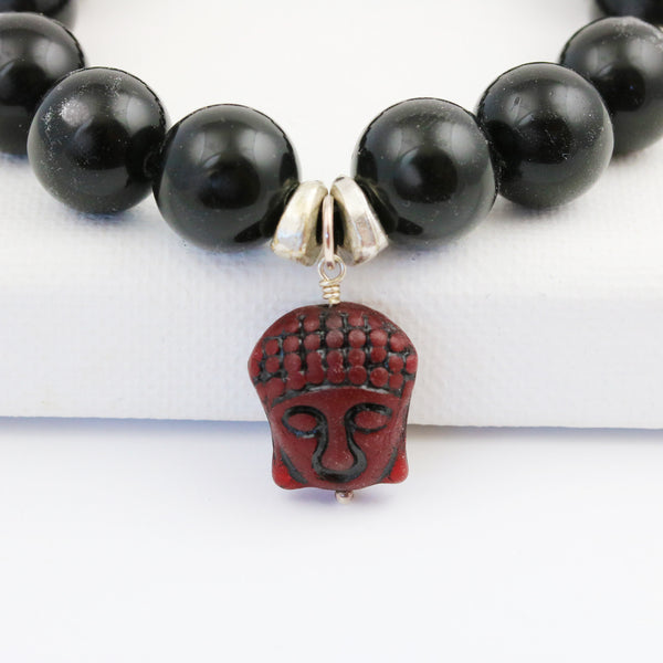 Black Onyx Buddha Stretch Bracelet Set