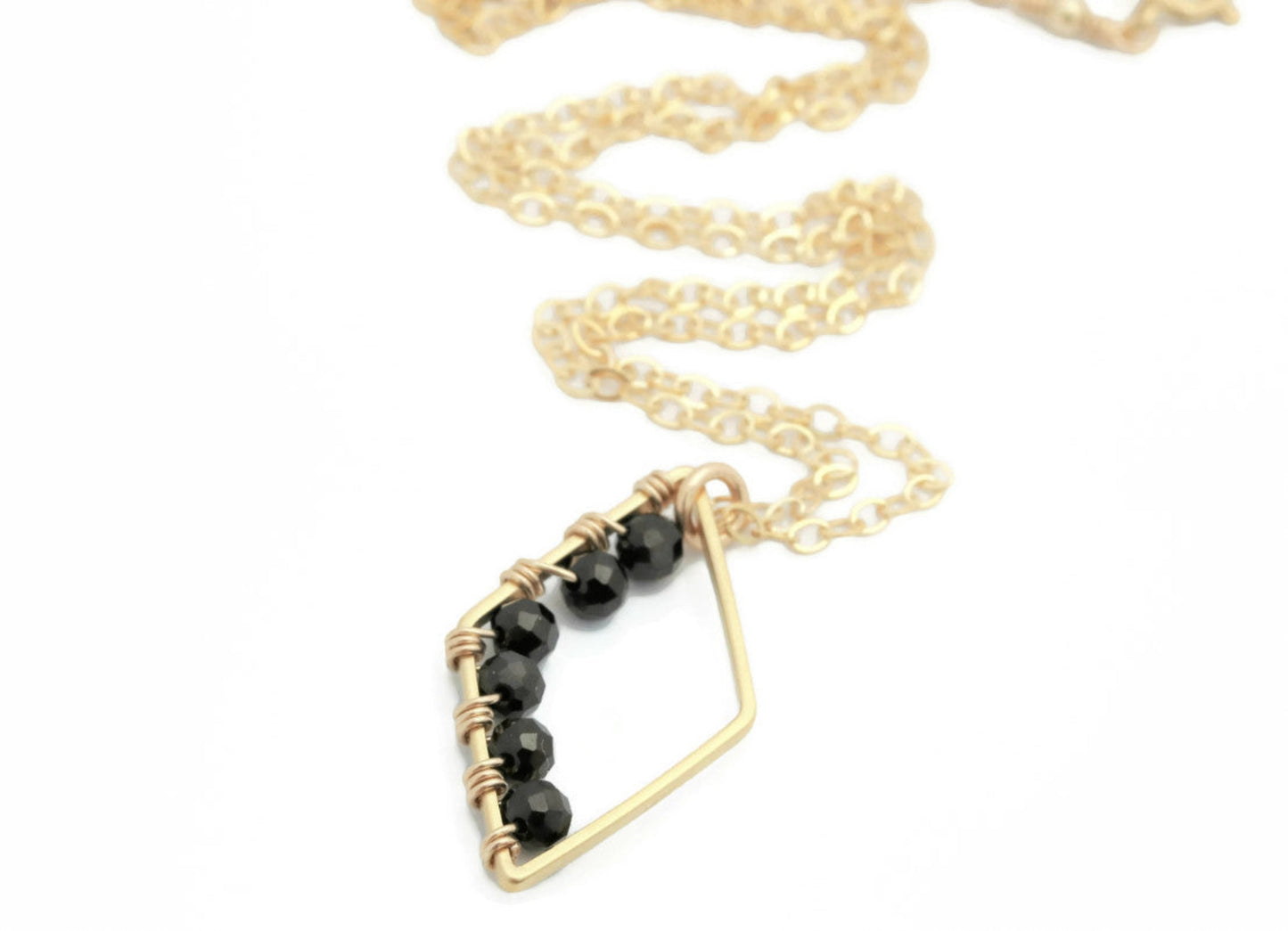 Minimalist Diamond Shaped Pendant Black Spinel