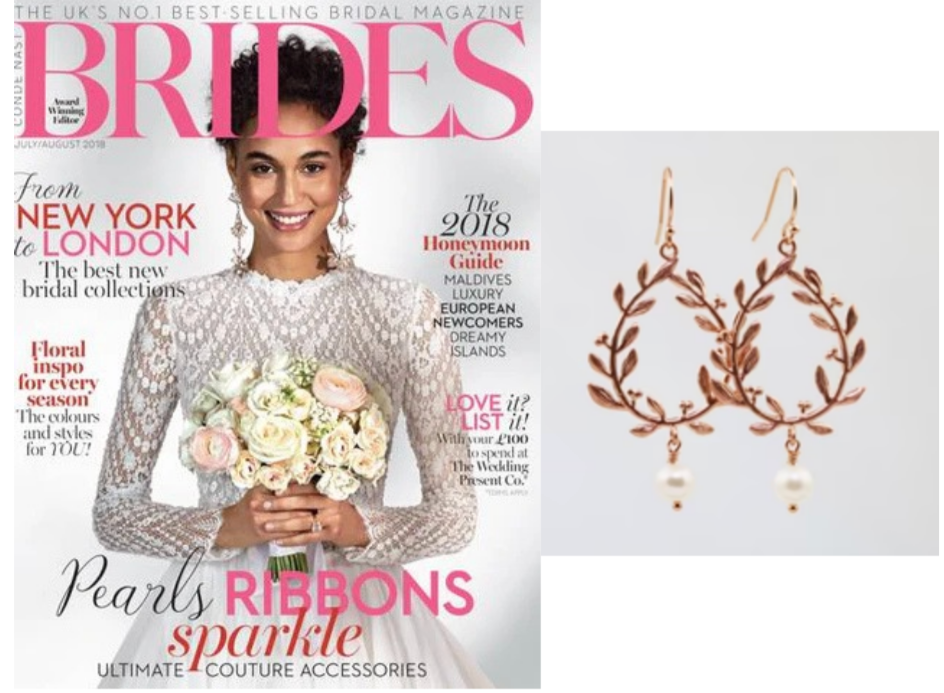 The cover of UK Brides Magazine featuring Sienna Grace Jewelry's Earrings on the cover