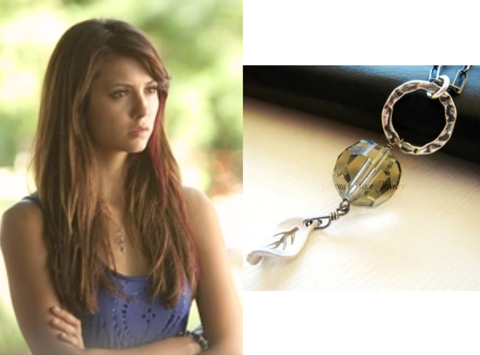 Actress on The Vampire Diaries TV show wearing Sienna Grace Jewelry's Vintage Crystal Necklace