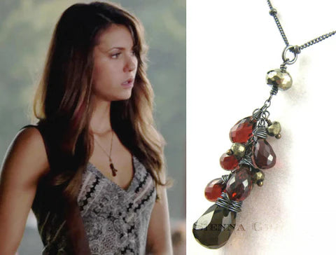 Actress on The Vampire Diaries television show wearing a necklace created by Sienna Grace Jewelry