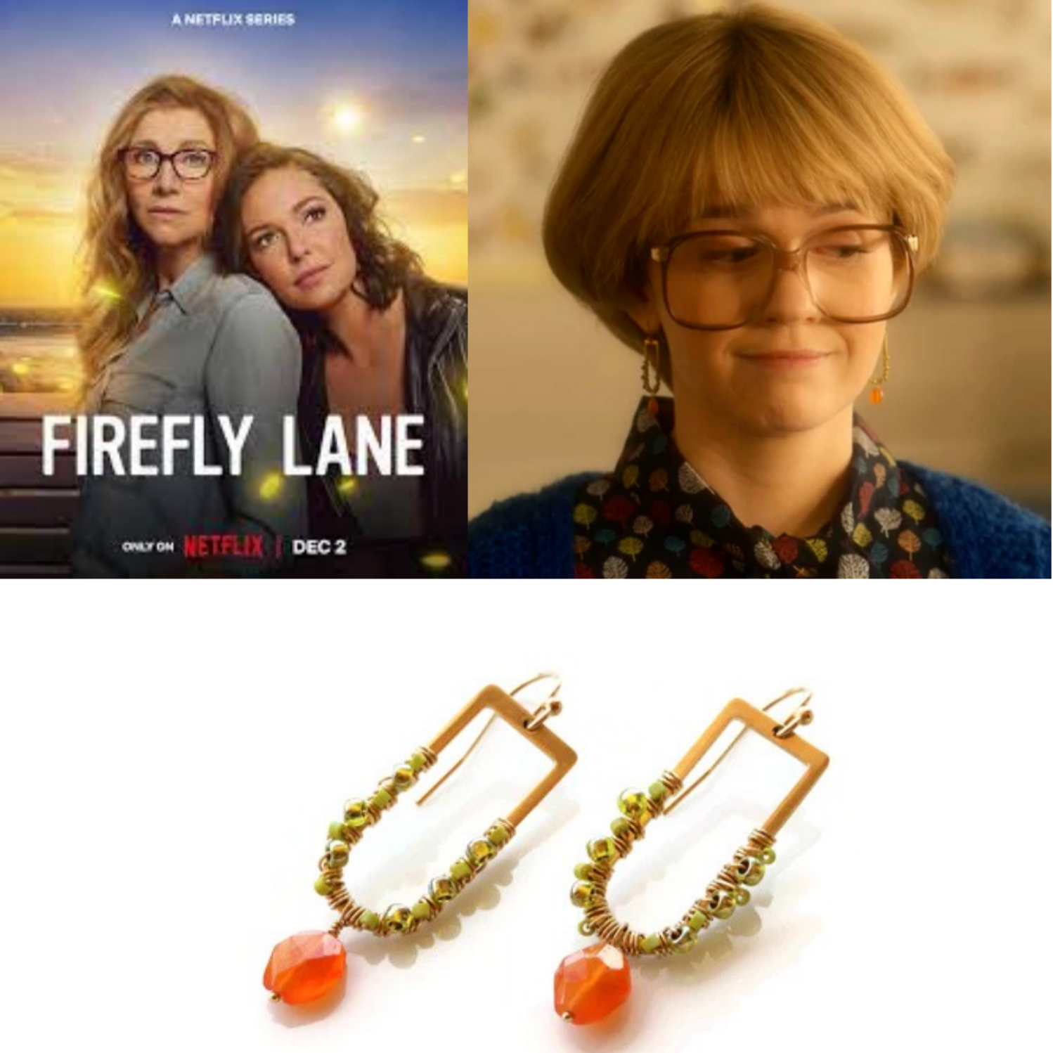 Actresses in Netflix's show Firefly Lane wearing Sienna Grace Jewelry's earrings