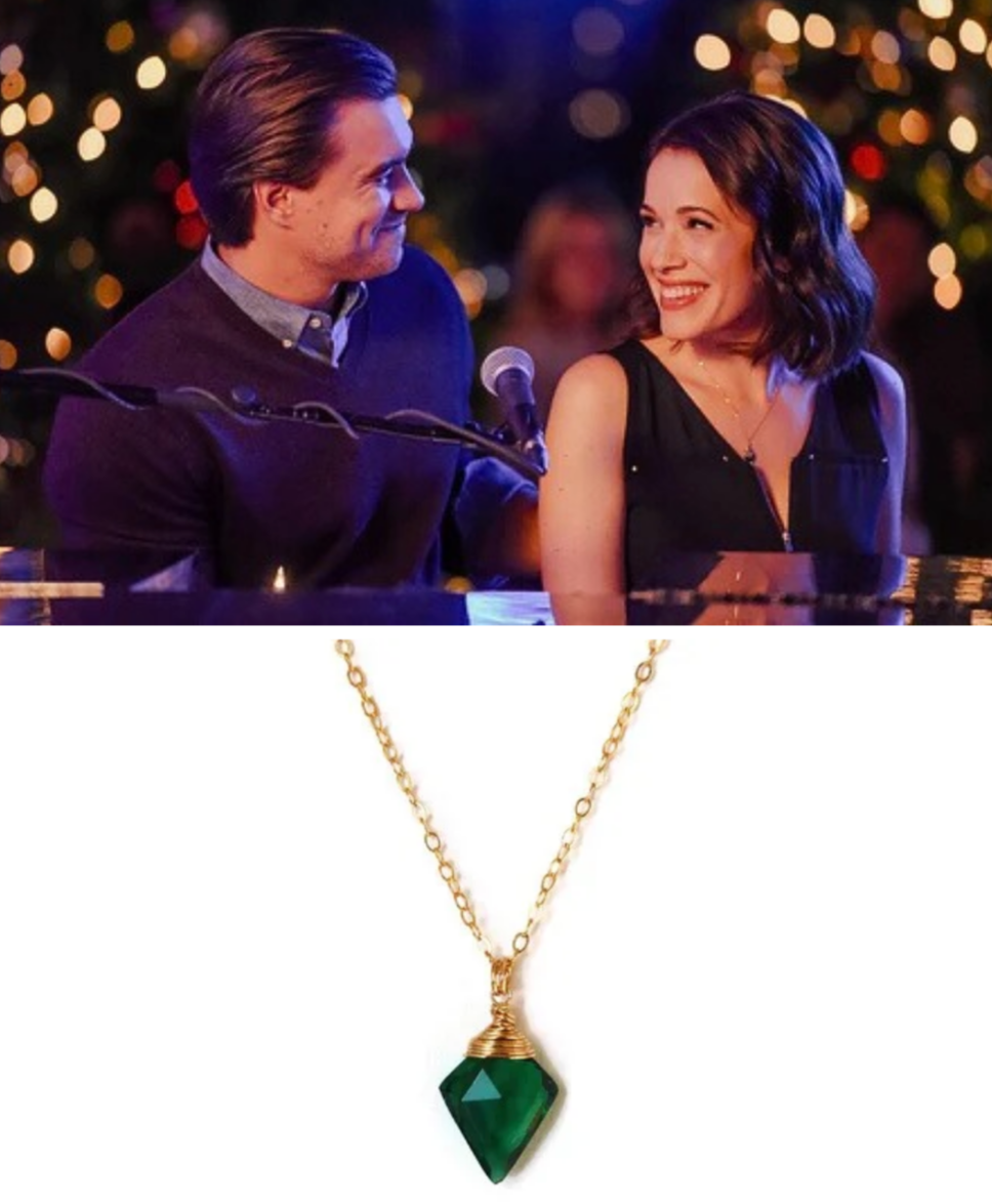 Sienna Grace Jewelry's Green Quartz Necklace being worn on actress in Lifetime movie