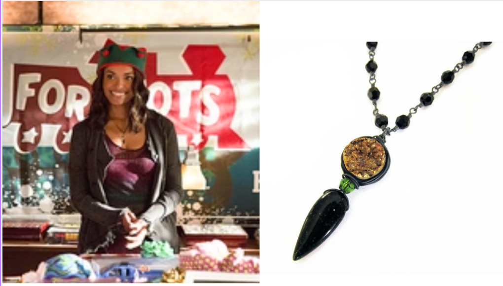 Actress on The Vampire Diaries TV show wearing Sienna Grace Jewelry's Druzzy Spike Necklace