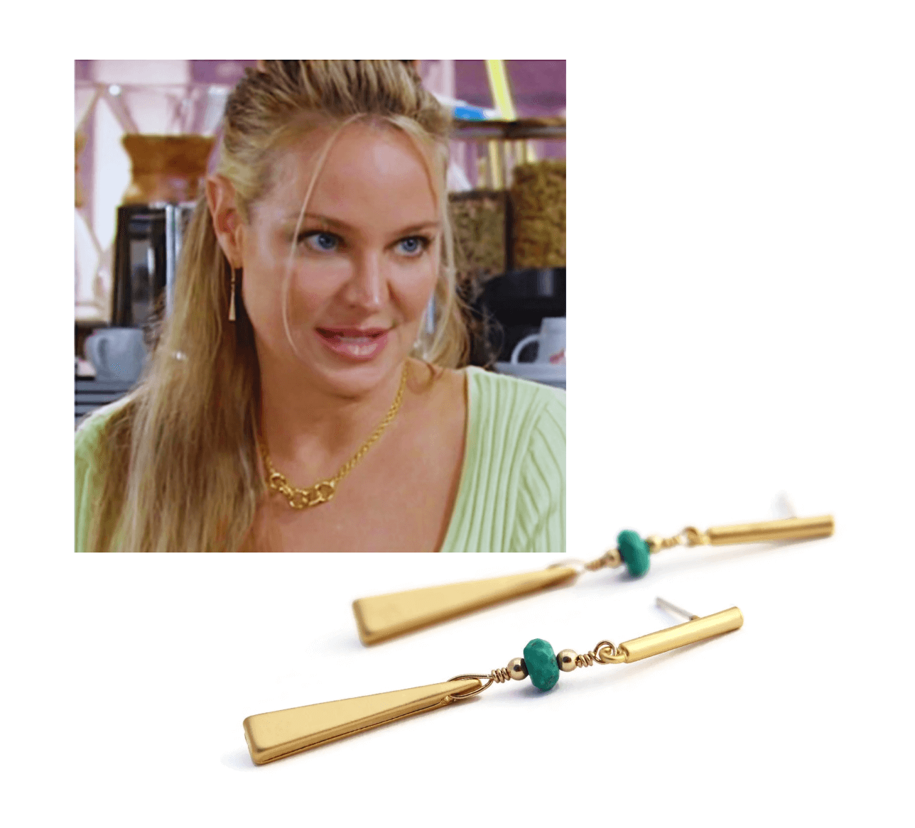 Young and The Restless soap opera actress wearing Sienna Grace Jewelry's Linear Earrings