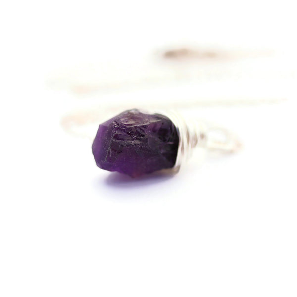 Raw Purple Amethyst Necklace Sterling Silver Chain - Sienna Grace Jewelry | Pretty Little Handcrafted Sparkles