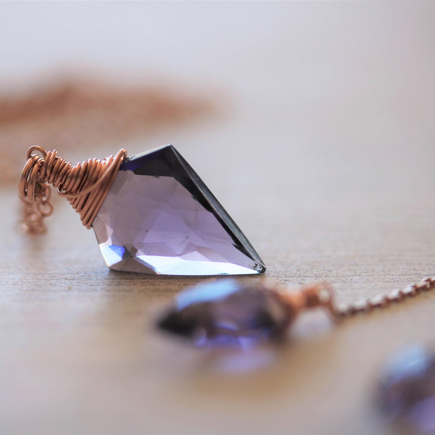 Arrowhead Amethyst Quartz Necklace and Earring Set in Rose Gold - Sienna Grace Jewelry | Pretty Little Handcrafted Sparkles