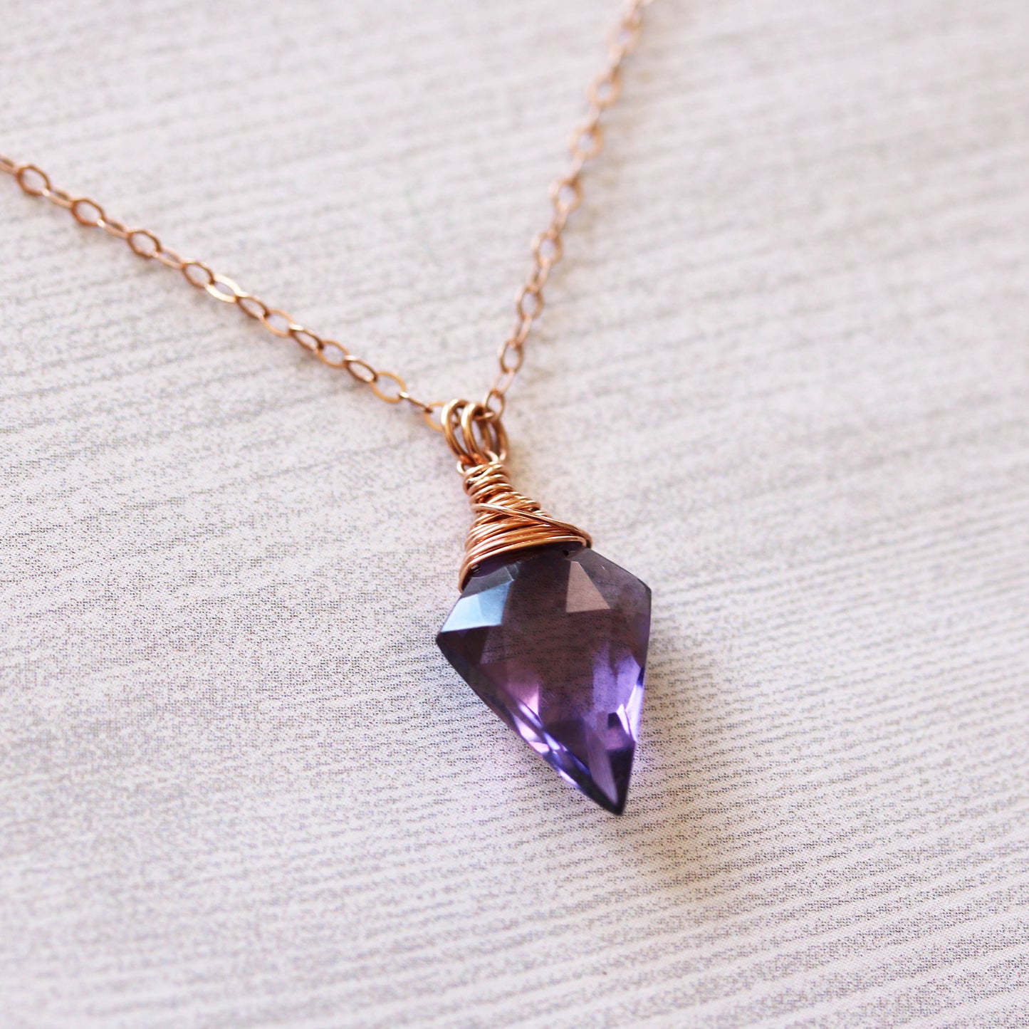 Arrowhead Amethyst Quartz Necklace in Rose Gold - Sienna Grace Jewelry | Pretty Little Handcrafted Sparkles