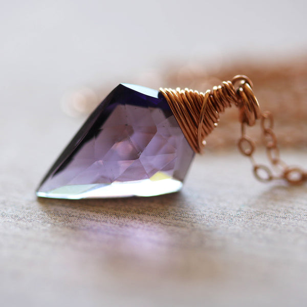 Arrowhead Amethyst Quartz Necklace in Rose Gold - Sienna Grace Jewelry | Pretty Little Handcrafted Sparkles