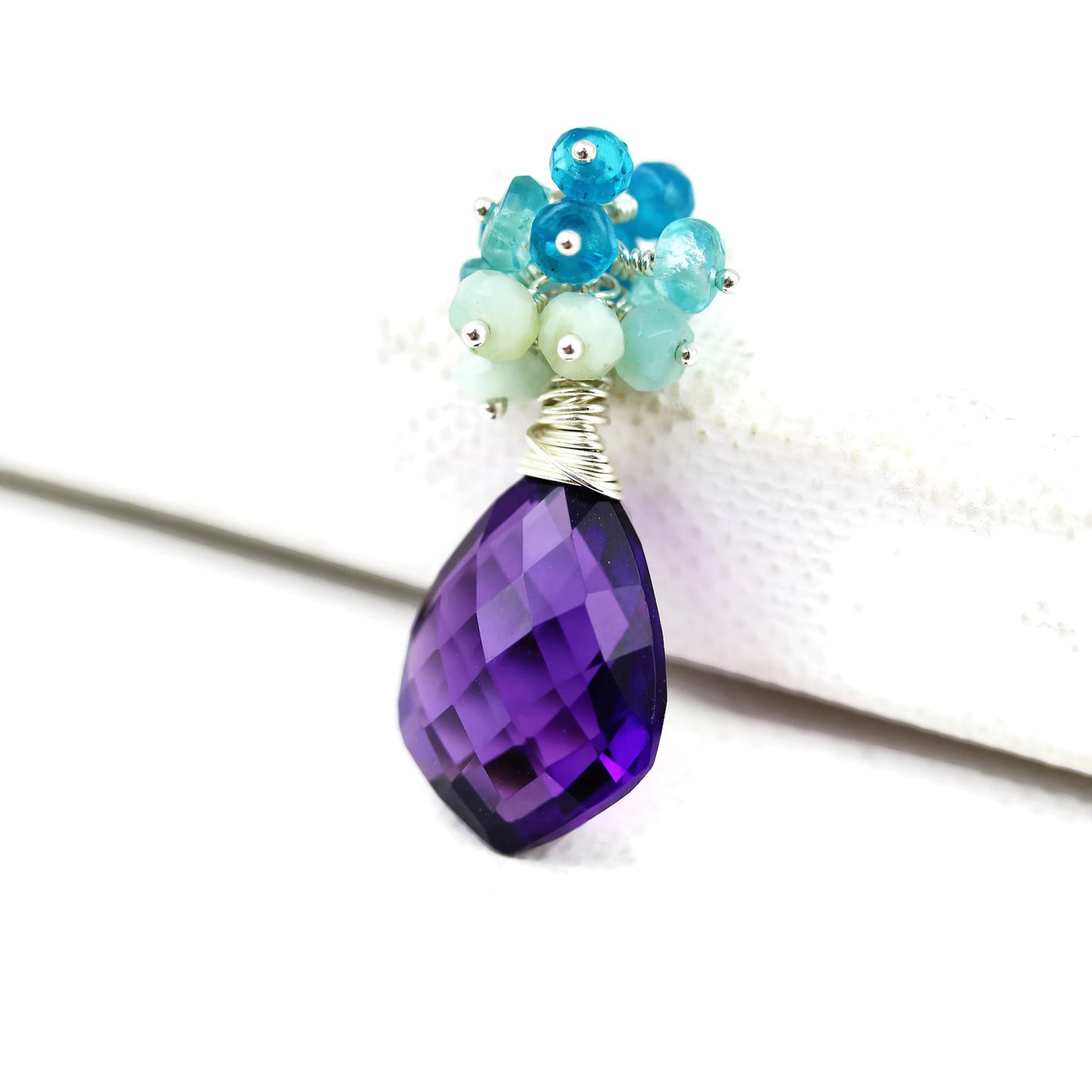 Purple Amethyst Quartz Cluster Necklace Sterling Silver - Sienna Grace Jewelry | Pretty Little Handcrafted Sparkles