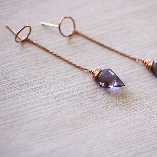 Arrowhead Amethyst Quartz Necklace and Earring Set in Rose Gold - Sienna Grace Jewelry | Pretty Little Handcrafted Sparkles