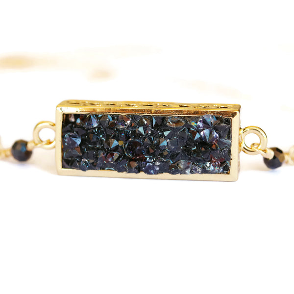 Black Zircon Quartz Bar Necklace Minimalist Modern Style - Sienna Grace Jewelry | Pretty Little Handcrafted Sparkles