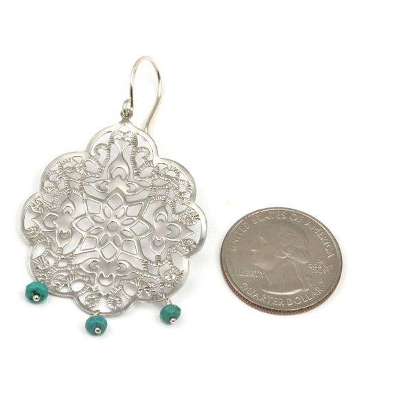 Silver Filigree Earrings With Turquoise Bohemian Style - Sienna Grace Jewelry
