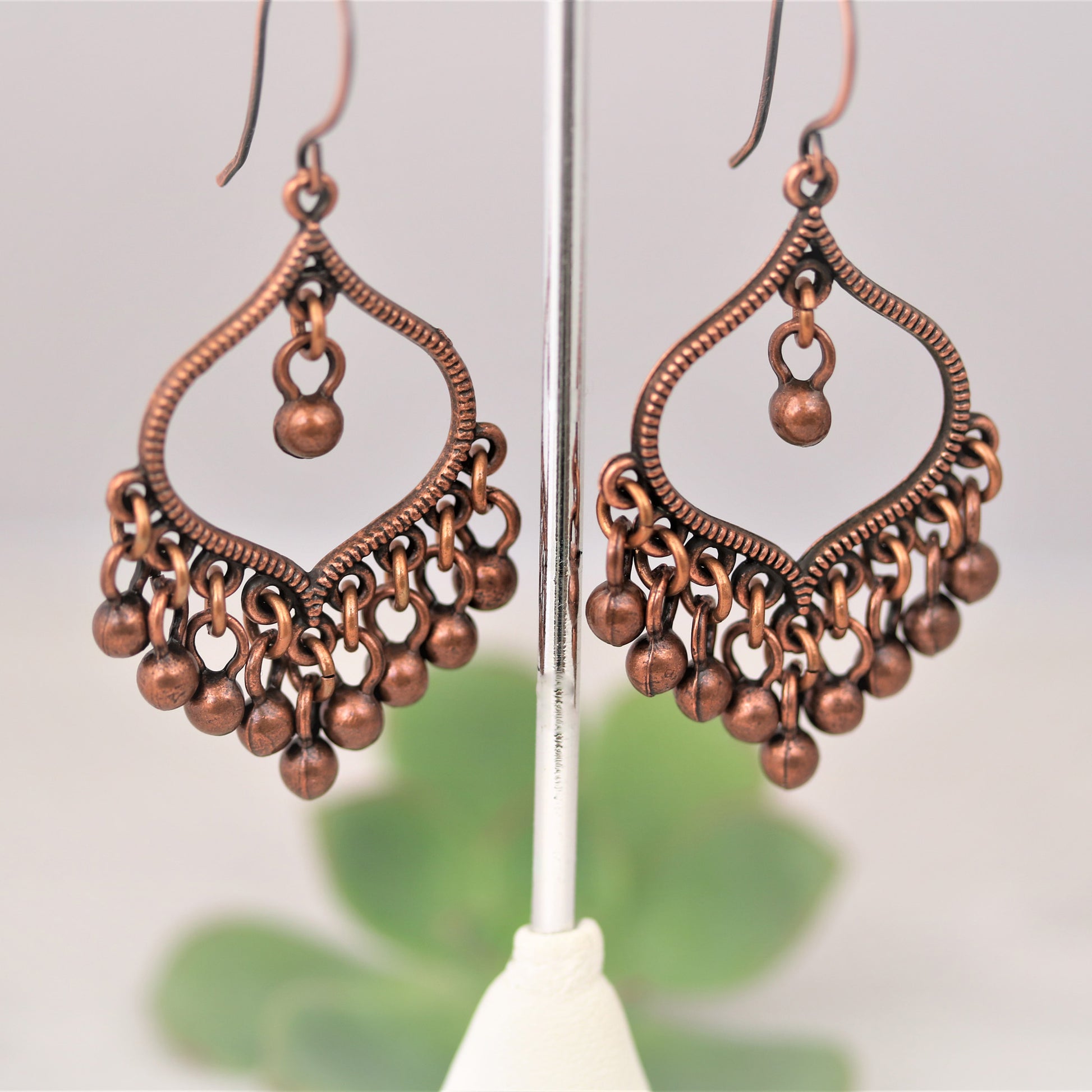 Copper Bohemian Style Ball Fringe Earrings - Sienna Grace Jewelry