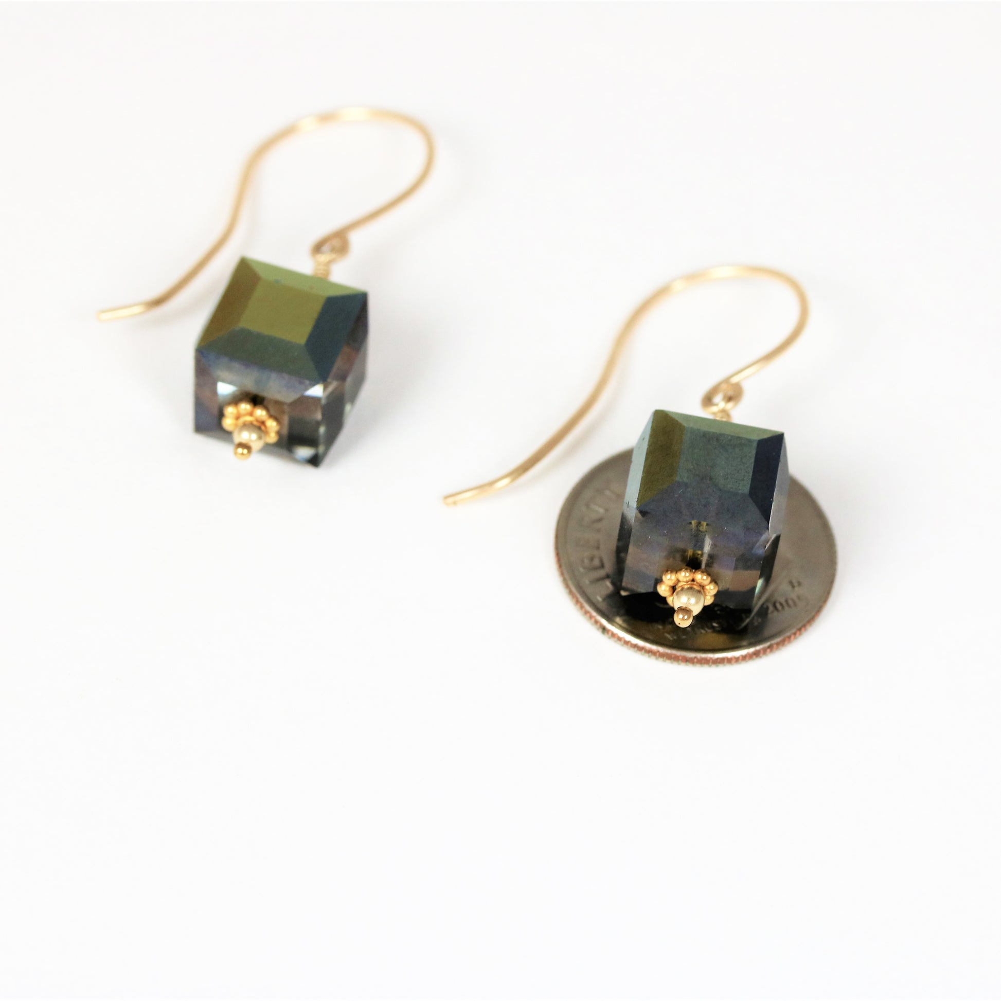 Vintage Swarovski Crystal Cube Earrings Hand Forged Ear Wires - Sienna Grace Jewelry | Pretty Little Handcrafted Sparkles