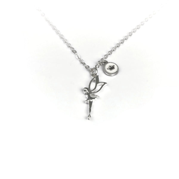 Fairy Princess with Crown Charm Sterling Silver Necklace - Sienna Grace Jewelry
