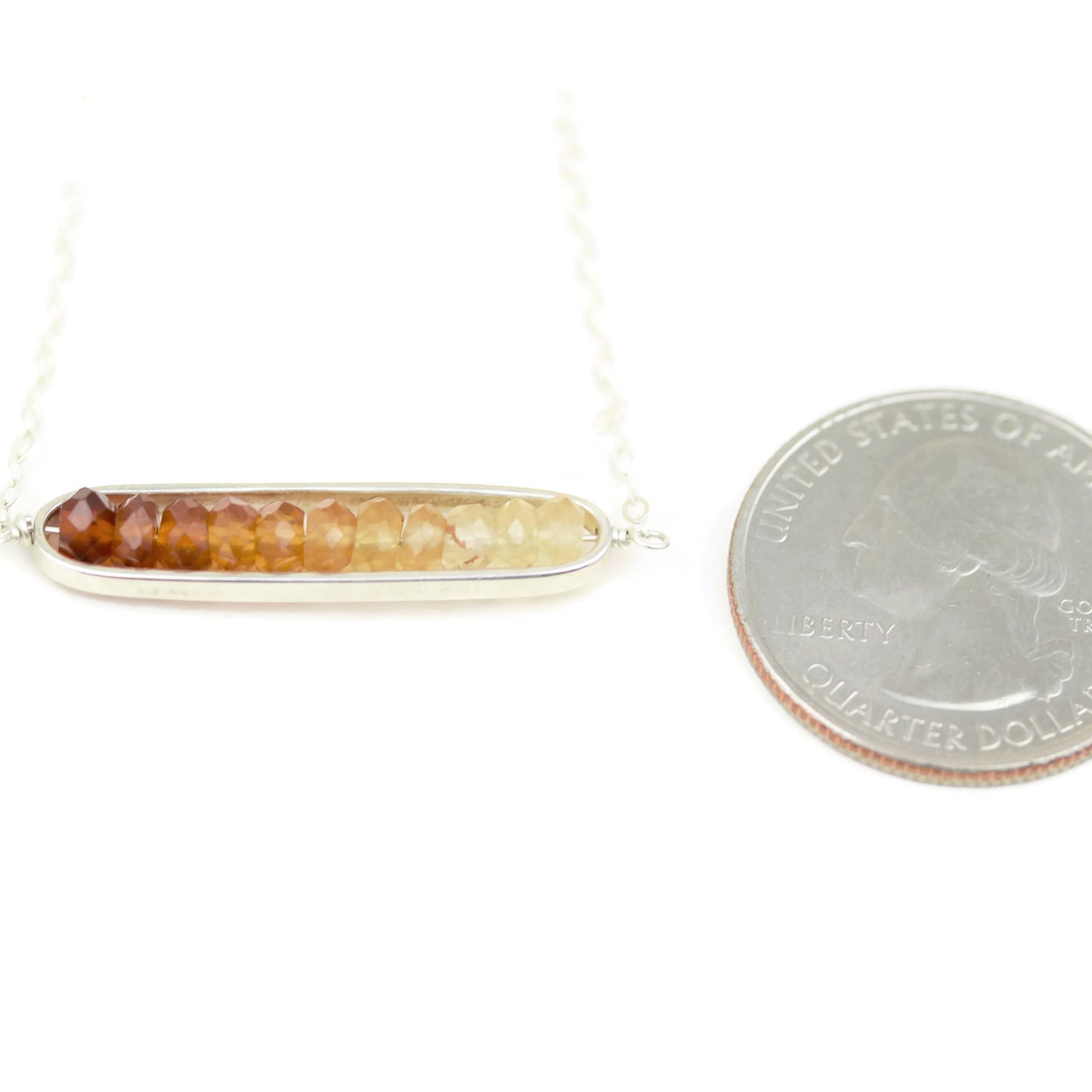 Gemstone Bar Necklace Shaded Ombre' Hessonite Garnets - Sienna Grace Jewelry | Pretty Little Handcrafted Sparkles