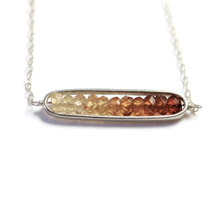 Gemstone Bar Necklace Shaded Ombre' Hessonite Garnets - Sienna Grace Jewelry | Pretty Little Handcrafted Sparkles